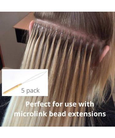 Set of 5 Wooden Loop Needle Threaders for Hair & Feather Extensions - Hair Extension Tool for Microlink Beads and Feathers - Buy Online on SooperMarket.com