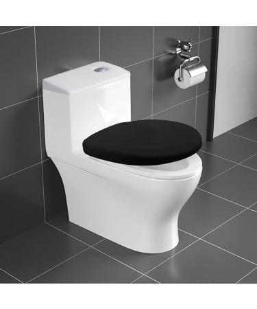 Stretch Spandex Washable Black Toilet Lid Cover - Elastic Bottom Seat Protector - Buy Online on SooperMarket.com