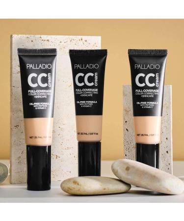 Palladio Full-Coverage Color Correction CC Cream with Peptides & Vitamin C - Corrects Redness and Uneven Skin Tone - Buildable Foundation Coverage - Fair 10C - 25.70g - Buy Online on SooperMarket.com