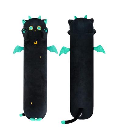 Mewaii 20in Long Cat Plush Pillows Stuffed Animals Squishy Pillows - Plushie Cute Big Green Eyes Sleeping Hugging Plush Pillow Soft Toys for Kids(Black) Big Eyes Cat 20inch/50cm