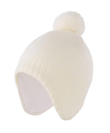 Home Prefer Toddler Boys Girls Hats Earflaps Fleece Knit Beanie Kids Winter Hat Beige 2-5T