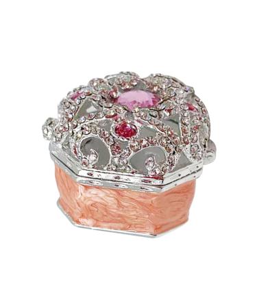 Zerodeko Box Jewelry Organizer Trinket Case Vintage Jewelry Case Earring Storage Case Ring Display Case Jewelry Dish Jewelry Storage Case European Style Ring Holder Pink Enamel