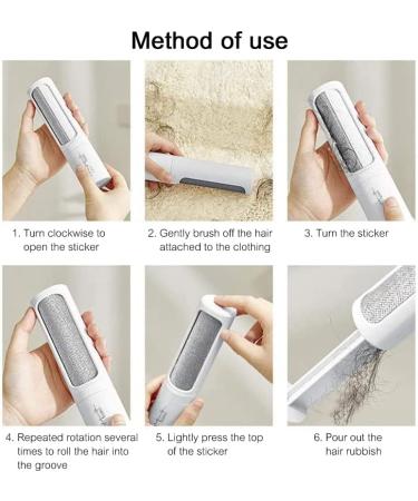Portable M&R Pet Hair Remover Brush for Dogs and Cats - Easy to Clean Fur Removal Tool for Furniture, Carpet, Bed, Clothes, Car Seats - Reusable and Efficient - White - Buy Online on SooperMarket.com