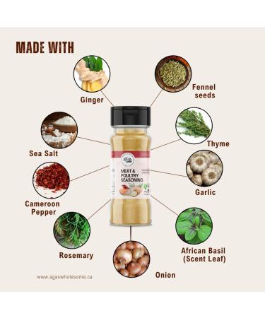 Aga's Wholesome Meat & Poultry Seasoning 100g Low Sodium & MSG Free Natural Spices Plant Based Gluten Free Vegan Non-Irradiated GMO Free - Buy Online on SooperMarket.com
