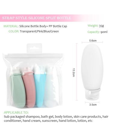 VFANDV Silicone Travel Bottles Set - 4 Leak-Proof 90ml Containers for Cosmetics & Liquids | Refillable Travel Accessories - Buy Online on SooperMarket.com