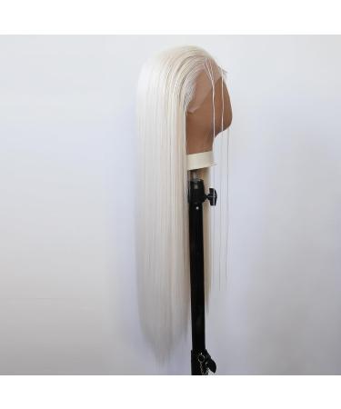 Platinum Blonde Synthetic Lace Front Wig for Black Women - Long Straight Heat Resistant Fiber Hair for Cosplay and Daily Wear - Buy Online on SooperMarket.com