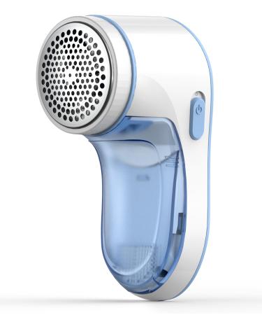 Fabric Shaver Lint Remover for Clothes Effectively and Quickly Remove Pills Sweater Shaver with Stainless Steel 3-Leaf Blades and Safety Lock Protection.(Blue & White)