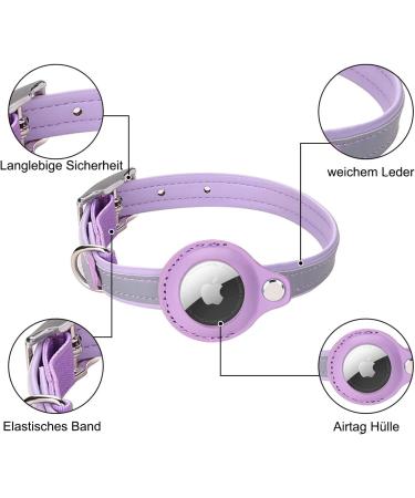 Airtag Cat Collar - Leather Reflective Adjustable GPS Neck Band for Tracking | Anti-Losing Airtag Case for All Cat Sizes (XS Purple 19-26cm) - Buy Online on SooperMarket.com
