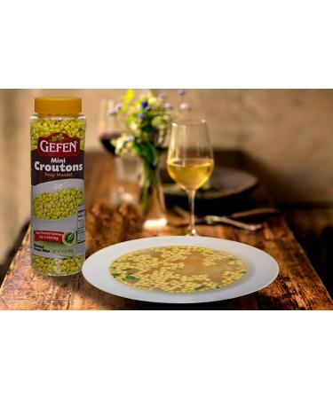 Gefen Mini Croutons Soup Mandel 14oz (2 Pack) - Toasted Soup Crackers | Resealable Container | Certified Kosher | No Preservatives or Coloring - Buy Online on SooperMarket.com