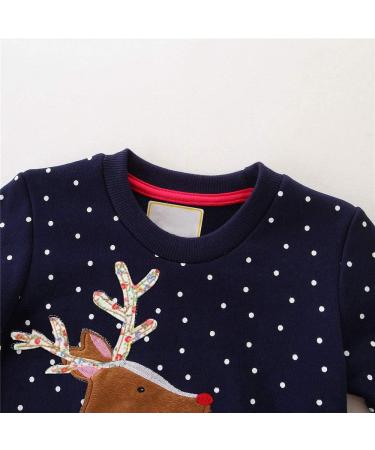 Little Hand Baby Girls Christmas Sweatshirt | Cute Xmas Jumper for Toddlers | Reindeer/Navy Blue | Age 1-8 Years - Buy Online on SooperMarket.com