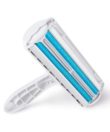 Mudela animal hair remover - lint roll animal hair for dog hair and cat hair self -cleaning cat hair remover for carpets furniture clothing bed linen laundry and sofa white blue