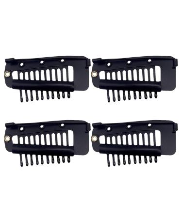 4-Piece Hair Extension Clamps - Metal Wig Clinging Snap Brackets for Women - 10 Teeth Black Comb Clips - Buy Online on SooperMarket.com