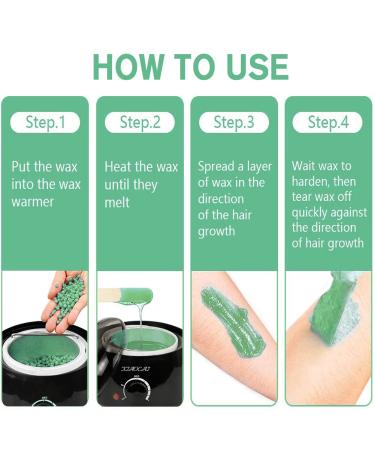 Showvigor Hard Wax Beads for Hair Removal - 4 Colors, 4 Bags - Brazilian Bikini Face Body Legs Back At Home - Blue Pearl Beads - 400g with 10 Wax Sticks - Buy Online on SooperMarket.com