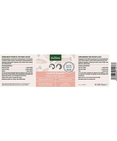 Aniforte Salmon Oil Capsules for Dogs & Cats - 500 Omega-3 Fish Oil & Vitamins for Healthy Metabolism Strong Bones & Shiny Fur - Buy Online on SooperMarket.com