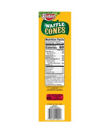 Keebler Waffle Ice Cream Cones 12 Count Box, 5 Ounce (Pack of 12) - Delicious Treats for Desserts and Snacks - Buy Online on SooperMarket.com