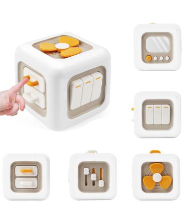 Penchuan Busy Activity Cube Montessori toy Activity cube switch fan mirror buttons learning drawer as a fidget toys motor cube educational toy for babies and toddlers 1 2 3 4 years