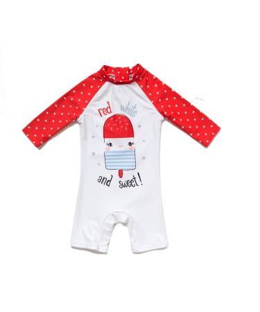 Bonverano Baby Girls UPF 50+ UV Protection One Pieces Sunsuit with Sun Cap(Ice 9-12Months) 9 Months Ice