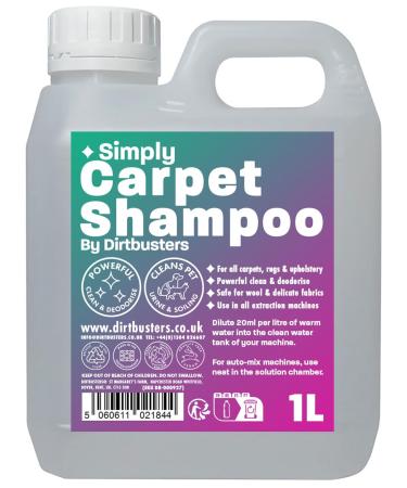 Dirtbusters Simply Carpet Cleaner Shampoo Solution Powerful 3-In-1 Carpet Cleaner Solution To Clean All Soiling & Neutralise Odour Urine & Stains Wool Safe (1L)