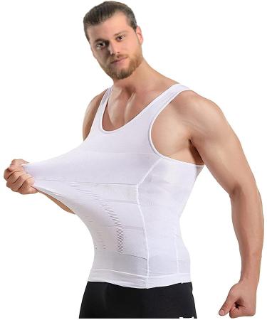 Men's Mistirik Compression Shirt - Slimming Body Shaper Vest - White XL - Buy Online on SooperMarket.com