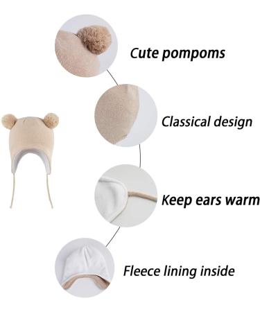 LANGZHEN Toddler Winter Hat Earflap Knit Cap Fleece Lined Beanie - Khaki, 6-12 Months - Buy Online on SooperMarket.com
