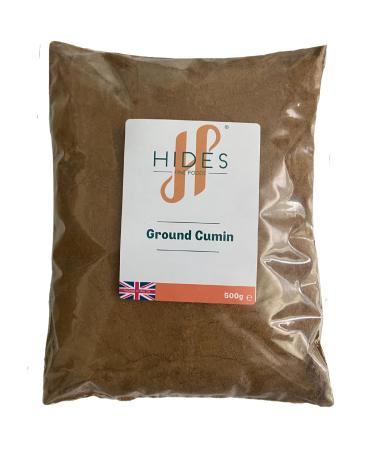 Hides Fine Foods - Ground Cumin 500g - GMO Free - Suitable for Vegetarians - Spice Staple - North African Cuisine - Indian Cooking - Mexican Dishes - Curries - Stews