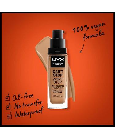 NYX Can't Stop Won't Stop Full Coverage Foundation in Camel 12.5 - Matte Finish, Long Lasting, Waterproof, Vegan Formula - Buy Online on SooperMarket.com
