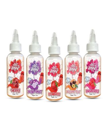 Mr Syrups Cherry Parma Violet Strawberry Passion Fruit Raspberry 60ml Bottle Flavoured Syrup multipack Sugar-Free syrup for Coffee Cocktails Mocktails Iced Tea Milkshakes (Pack of 5 Combo)