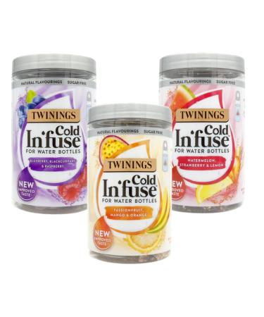 Cold Tea Variety Bundle Consisting of Cold Infuse 3 Flavours Blueberry Blackcurrant & Raspberry Passionfruit Mango & Orange Watermelon Strawberry & Lemon (3 Pack)