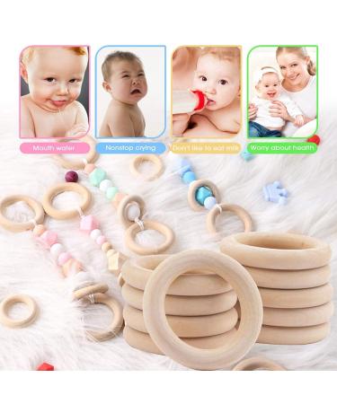 Organic Wooden Teething Rings - Set of 10 Smooth Teething Toys | 7cm & 5cm Diameter | Safe & Natural Baby Comfort - Buy Online on SooperMarket.com