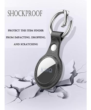 KWQ 2021 Airtag Leather Case with Key Chain | Anti-Scratch GPS Protective Cover for Backpack, Clothing Bag | Black - Buy Online on SooperMarket.com