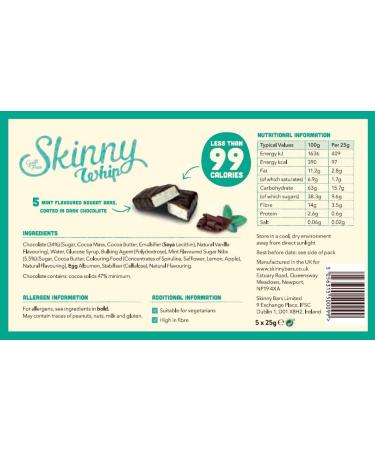 Skinny Whip Mint & Chocolate 10x5x25g - 1 Count Pack, Mint Flavor - Buy Online on SooperMarket.com