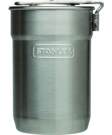 Stanley Adventure Camp Cook Set - 24oz Kettle with 2 Ceramic Cups - Stainless Steel Camping Cookware with Vented Lids & Foldable + Locking Handle - Lightweight Cook Pot for Backpacking/Hiking/Camping Two Cup Cook Set (3 Pieces)