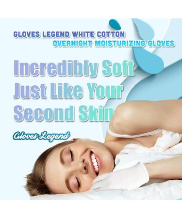 3 Pairs (2 Gloves) White Cotton Legend Gloves for Dry Hand Eczema Moisturizing - Women's Size | Stretchable Nighttime Gloves - Buy Online on SooperMarket.com