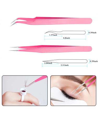 Eyelash Extension Kit - Fan Dryer, Tweezers, Glue Rings, Pads, Brushes, Tape - Pink - Buy Online on SooperMarket.com