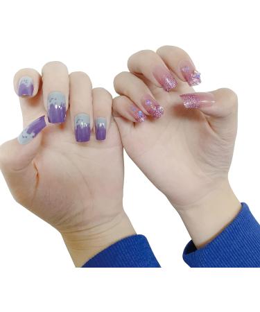 Dopi Purple Butterflies Gel Nail Strips - Long Lasting & Easy to Use - Buy Online on SooperMarket.com