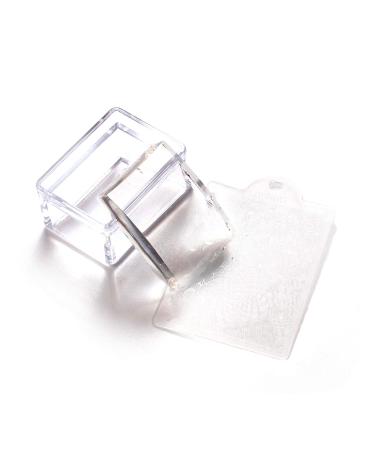 Nail art sticker women party decor nail square stamp easy to clean pressure image transparent silicone nail scraper polish manicure plate for women - transparent
