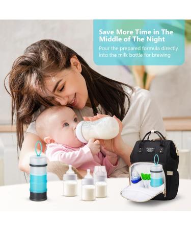 Vicloon Baby Milk Powder Dispenser - 4 Layer Portable Container for Kids - Stackable Snack Storage - Gray & Blue - Buy Online on SooperMarket.com