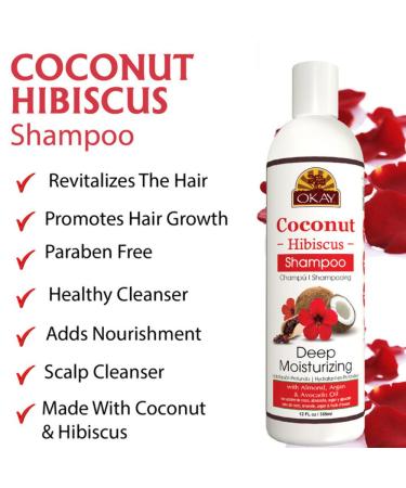 OKAY Coconut Hibiscus Shampoo | Nourishing for All Hair Types | Paraben & Sulfate Free | 12 oz - Buy Online on SooperMarket.com