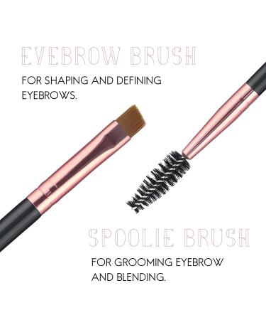 Premium Eyebrow Brush Set - 3 Spoolie & Angled Brushes for Powders, Waxes & Gels - Black - Buy Online on SooperMarket.com