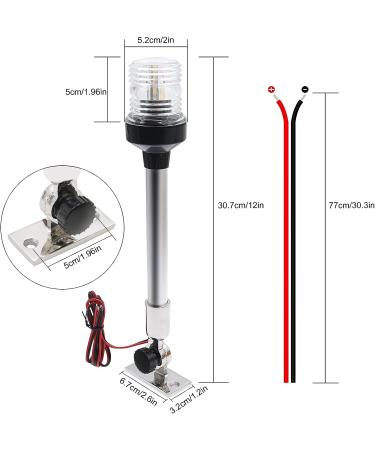 Geloo 12 Inch Boat Navigation Lights - White LED Fold Down Stern Light for Pontoon, Fishing Boat, Yacht - 360 Illumination - 3 NM Visibility - Buy Online on SooperMarket.com