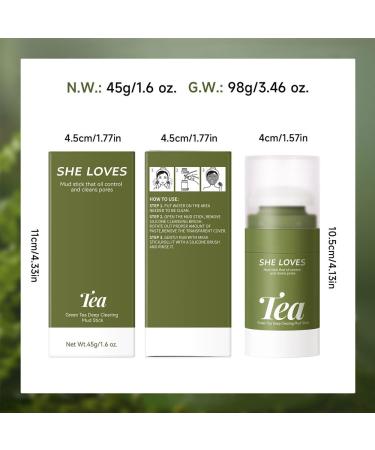 Green Tea Mask Stick with Silicone Scrubber | Deep Pore Cleanse & Blackhead Remover | Smooth Skin & Refine Pores - 45g/1.59oz - Buy Online on SooperMarket.com