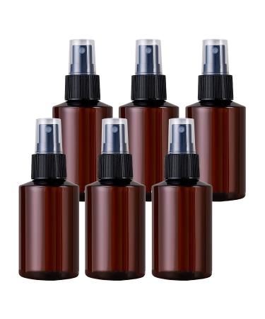 TIANZD 6 Pieces Empty 100 ml Brown PET Plastic Fine Mist Pump Spray Bottles with Black Sprayer for Cosmetic Perfume Water Travel Portable Containers Refillable 1x Funnel 100ml