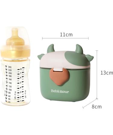 Bebamour Baby Milk Powder Dispenser Pot - 230g Formula & Snack Dispenser - Light Green Cow Design - Buy Online on SooperMarket.com