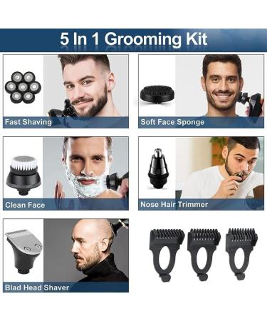 GeRRiT 7D Electric Razor for Men - Waterproof 5-in-1 Grooming Kit Cordless 7-Blade Rotary Shaver with LED Display - Buy Online on SooperMarket.com