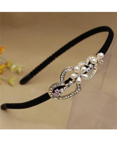 Butterfly Heart Headband 1920s Vintage Flower Cross Hair Hoop Crystal Pearl Velvet Band Headpiece Accessories for Women Girls (Gold Heart) - Buy Online on SooperMarket.com