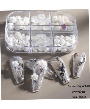 Flower Nail Art Glitters DIY 3D White Floral Nail Stud Sequins for Salon Gift Flower Nail Glitters - Buy Online on SooperMarket.com