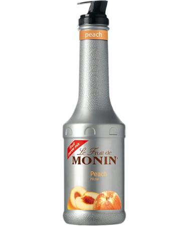 Monin Peach Puree 1L Bottle of 2 with World Food Shop Scoop - Premium Quality Fruit Puree for Cocktails Mocktails Smoothies - Ideal for Bars Restaurants Home Use! - Buy Online on SooperMarket.com