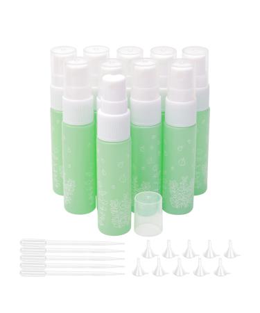 PXYELEC 10 atomizer spray bottles 10 ml refillable empty green glass fog spray bottles with 10 trophies 5 drops perfect for the dosage of light-tight perfume lotions for essential oils