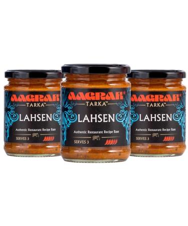 Aagrah Lahsen Indian Curry Cooking Sauce - Authentic Restaurant Recipe Tarka Base - Medium Hot - 270g Jar Serves 3-4 - (Pack of 3) Lahsen 270g (Pack of 3)
