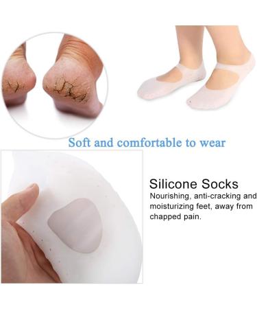 1 Pair Silicone Gel Moisturizing Socks Relieve Plantar Fasciitis Pain Heel Silicone Socks Foot Anti-Cracking Protector Foot Care Tool Prevention Socks (L-White) - Buy Online on SooperMarket.com